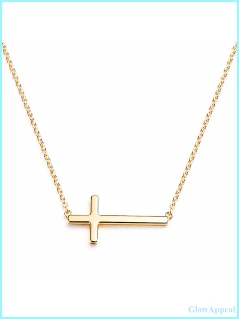 Sideways Cross Necklace 18K Gold Plated Stainless Steel Pendant